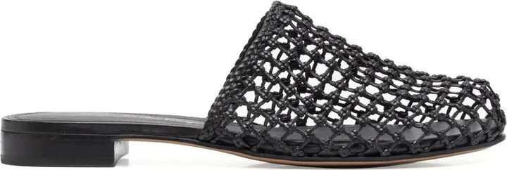 Woven-Design Leather Mules