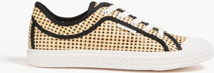 Woven faux raffia sneakers