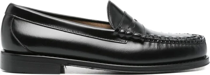 Woven-Front Leather Loafers