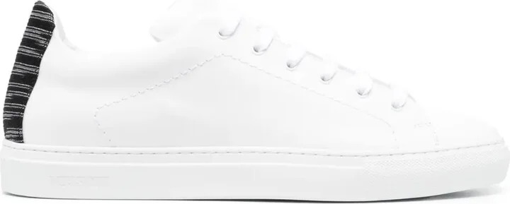 Woven-Heel Counter Leather Sneakers