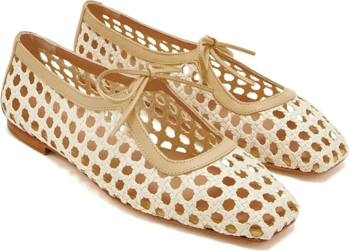 Woven Lace-Up Ballet Flats - Image 2