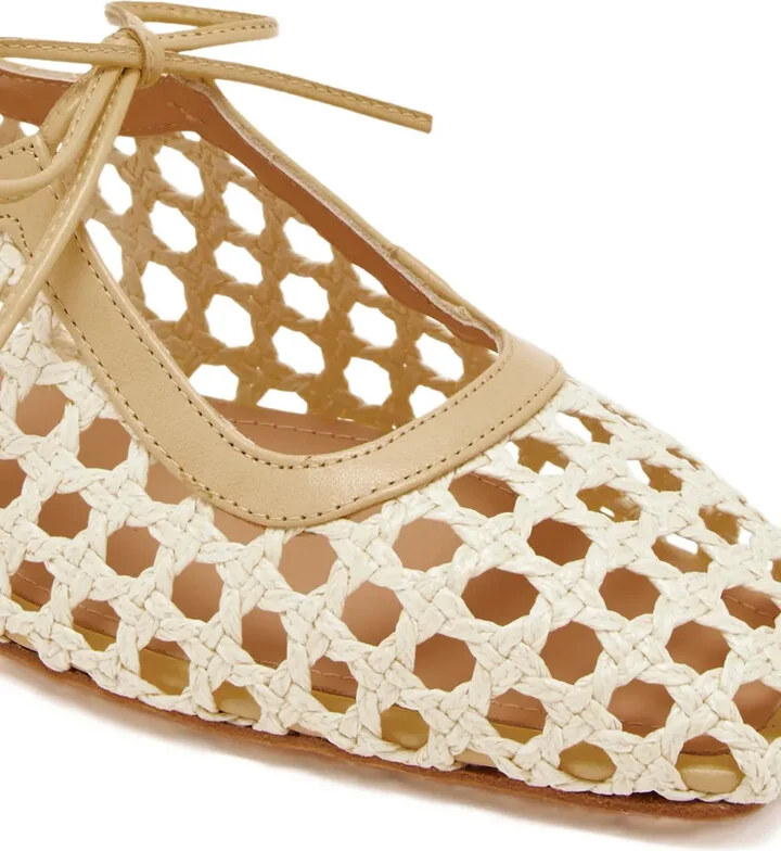 Woven Lace-Up Ballet Flats - Image 4
