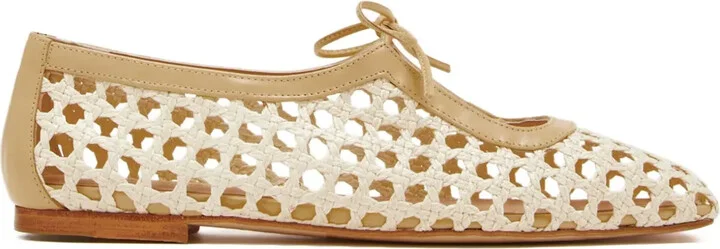 Woven Lace-Up Ballet Flats