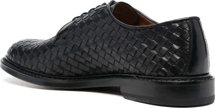 Woven Lace-Up Leather Derby Shoes - Image 3
