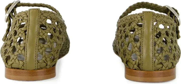 Woven Lather Ballet Flats - Image 3