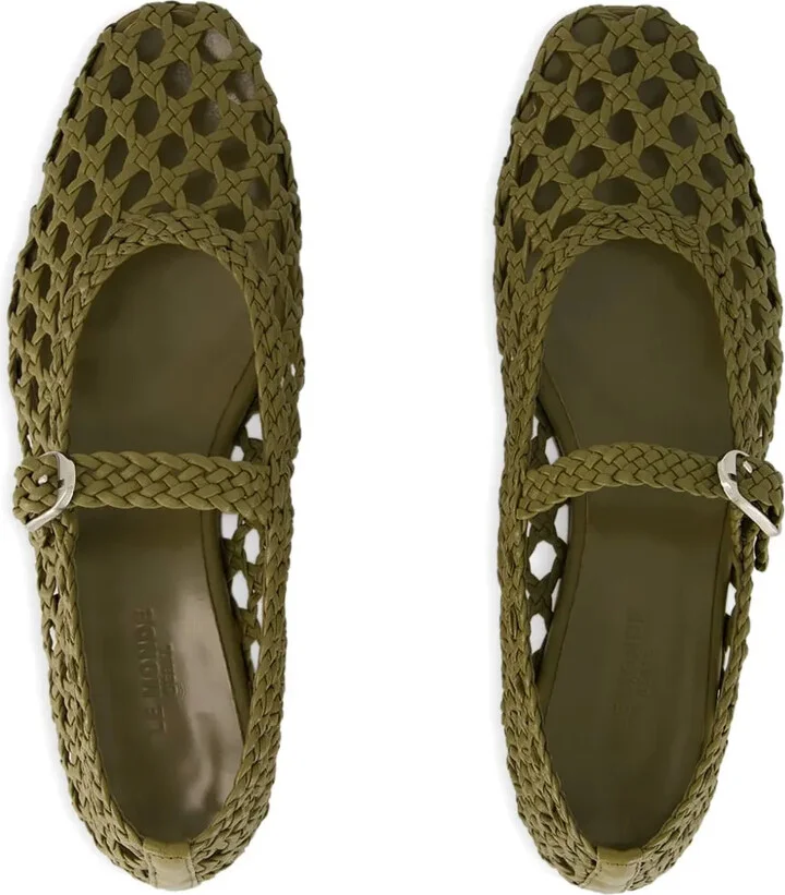 Woven Lather Ballet Flats - Image 4