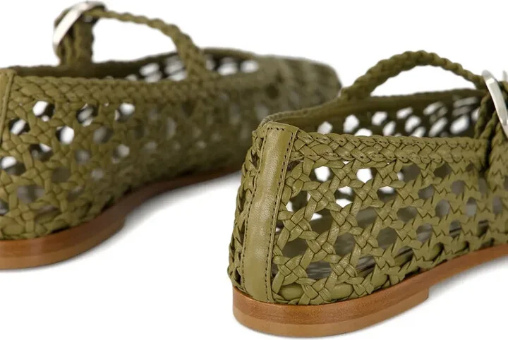 Woven Lather Ballet Flats - Image 5