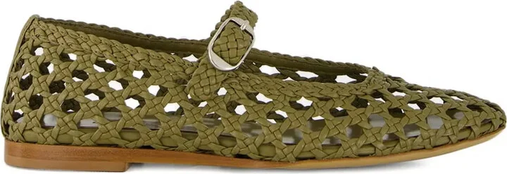 Woven Lather Ballet Flats