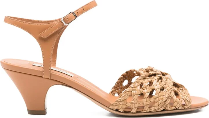 Woven Leather Ankle-Strap Sandals