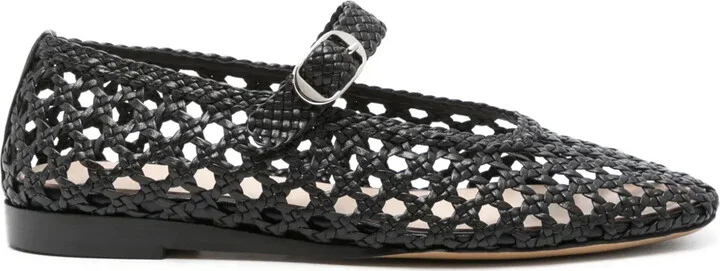 Woven-Leather Ballerina Shoes