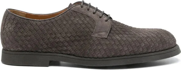Woven Leather Derby Shoes With Lace-Up Closure