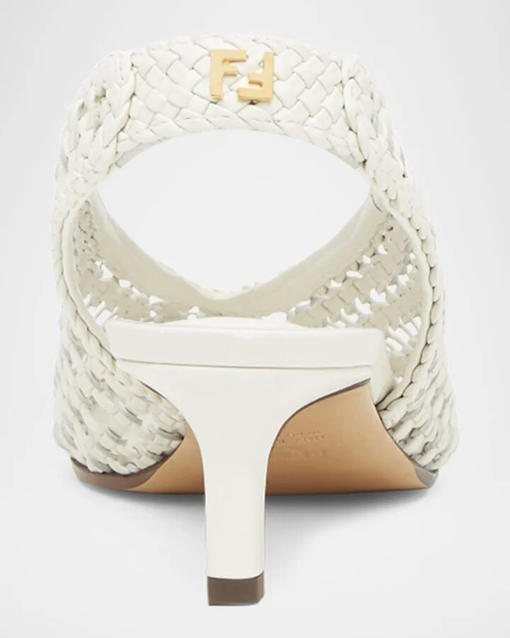 Woven Leather Kitten-Heel Slingback Pumps - Image 2