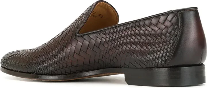 Woven Leather Low Heel Loafers - Image 3