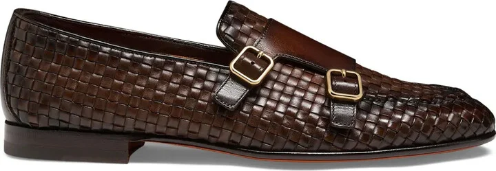 Woven Leather Monk Shoes