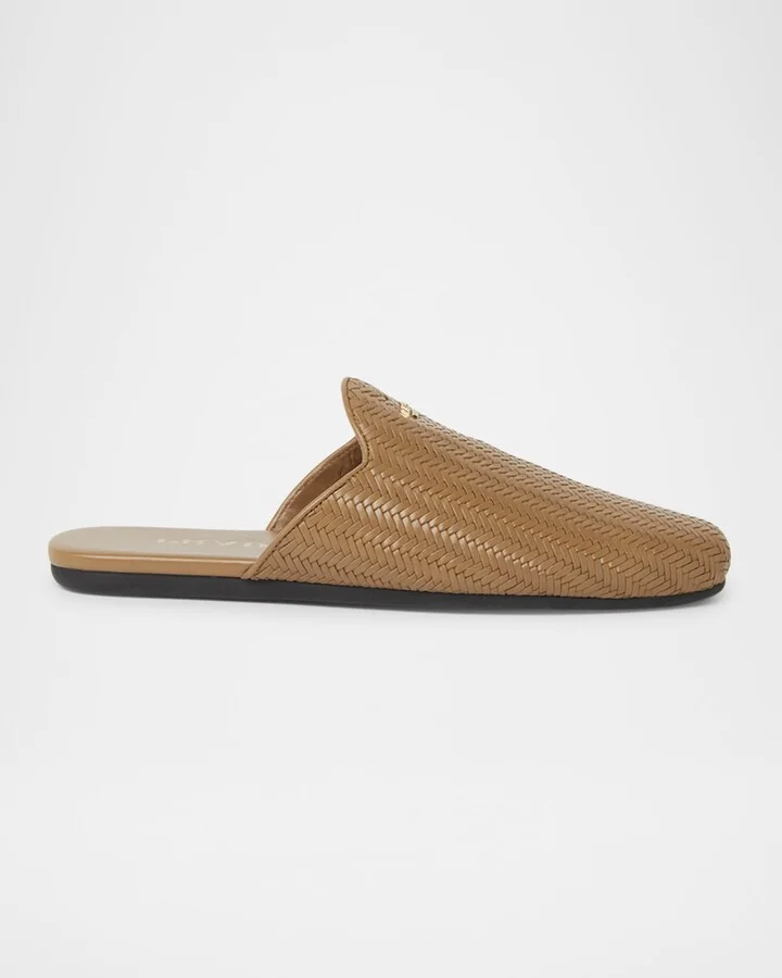 Woven Leather Mule Loafers