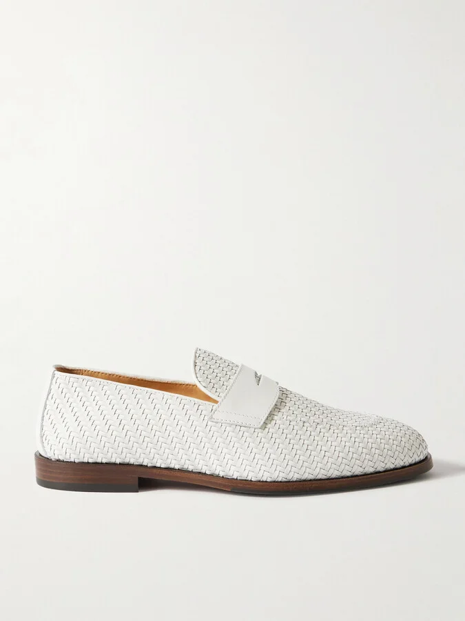 Woven Leather Penny Loafers
