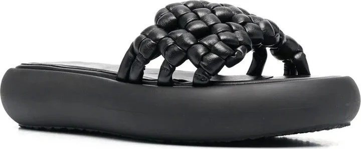 Woven Leather Platform Slides - Image 2