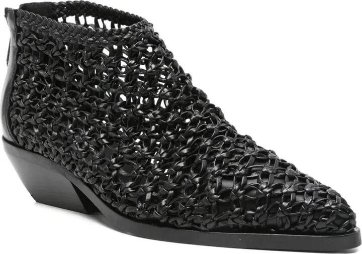 Woven Leather Pointed-Toe Boots - Image 2