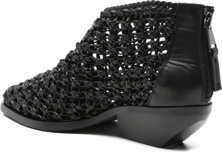 Woven Leather Pointed-Toe Boots - Image 3