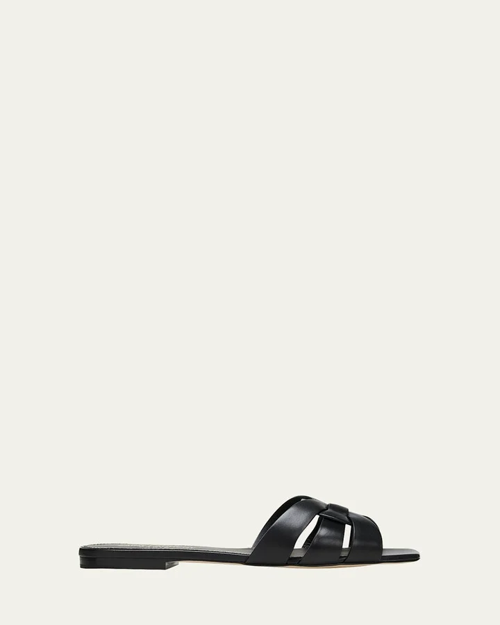 Woven Leather Sandal Slide