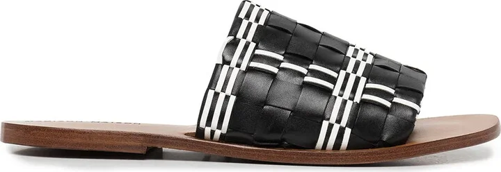 Woven Leather Slides