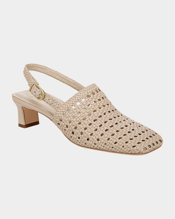 Woven Leather Slingback Pumps - Image 4