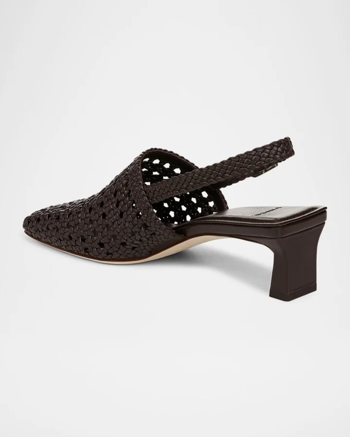 Woven Leather Slingback Pumps - Image 6