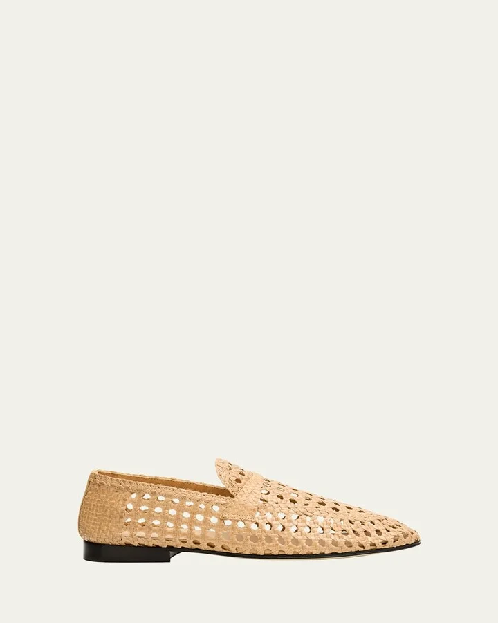 Woven Leather Slip-On Loafers