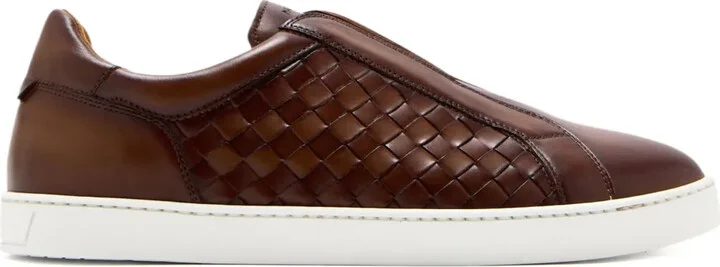 Woven Leather Slip-On Sneakers