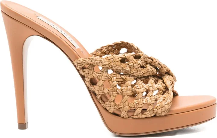 Woven Leather-Strap Sandals