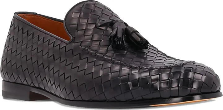 Woven-Leather Tassel-Embellished Loafers