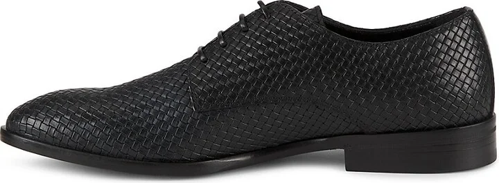 Woven Leather Textured Oxford Shoes - Image 4