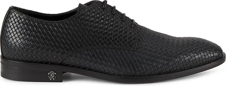 Woven Leather Textured Oxford Shoes