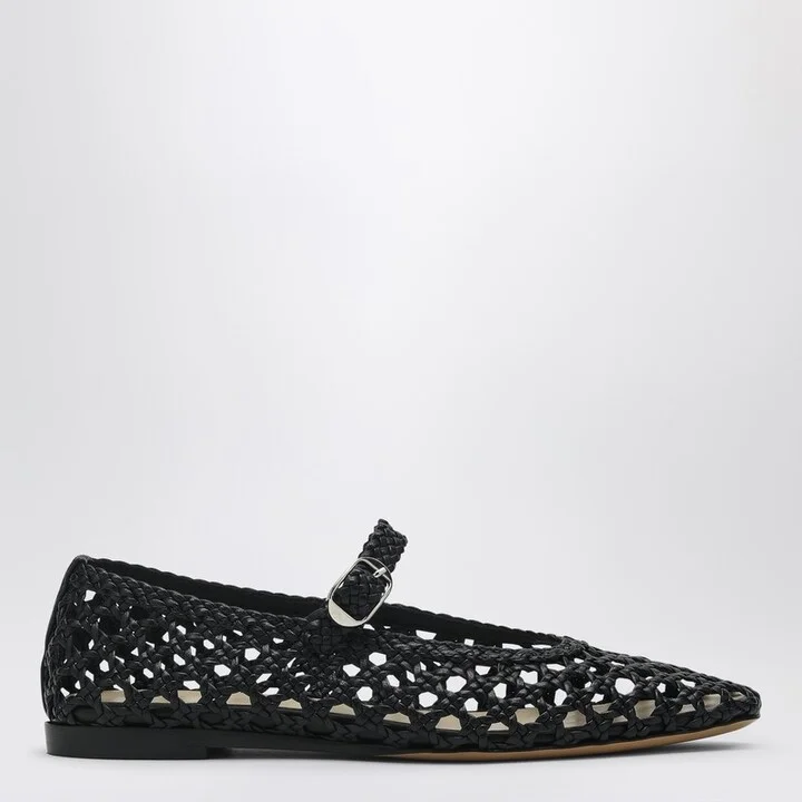 Woven Mary Jane ballerina black