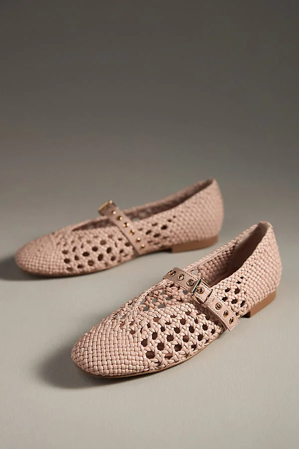 Woven Moto Ballet Flats