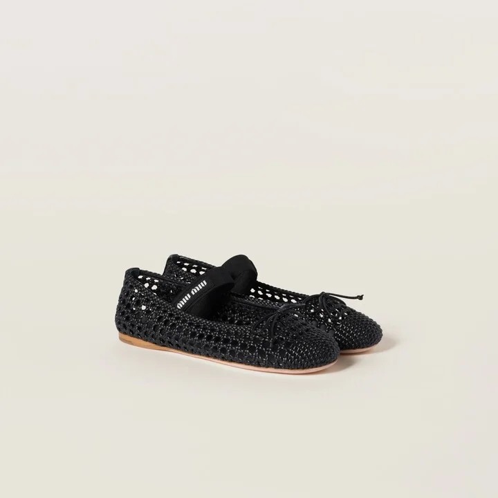 Woven nappa leather ballerinas