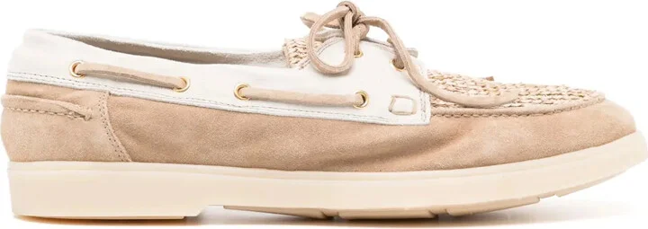 Woven-Panel Boat Shoes