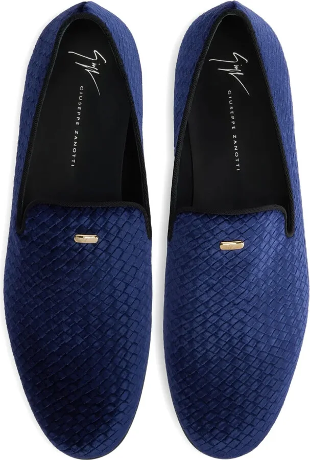 Woven-Pattern Velvet Loafers - Image 3