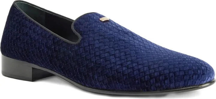 Woven-Pattern Velvet Loafers