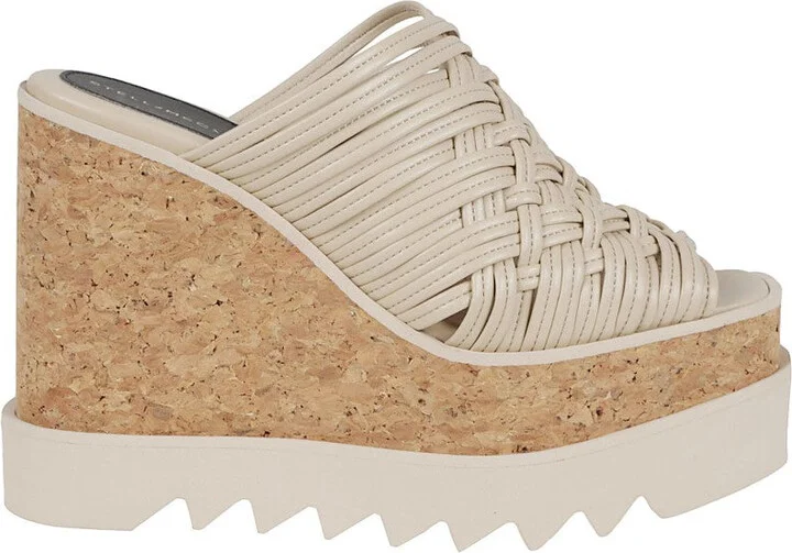 Woven Peep-Toe Wedge Sandals