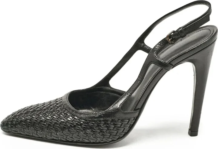 Woven Pointed-Toe Slingbacks