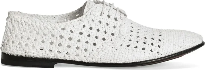 woven raffia Derby shoes
