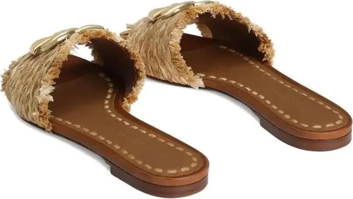 Woven-Raffia Flat Sandals - Image 3