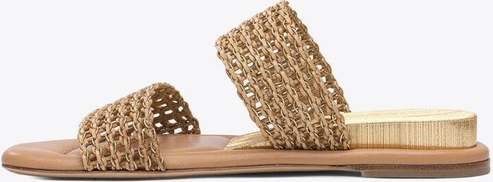 Woven Raffia Flat Sandals - Image 2