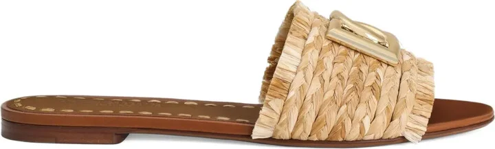 Woven-Raffia Flat Sandals