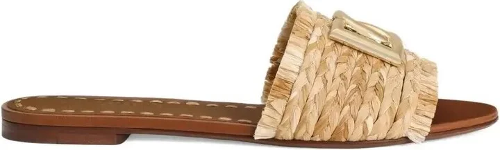Woven-Raffia Flat Sandals