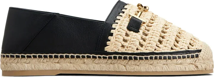Woven-Raffia Leather Espadrilles