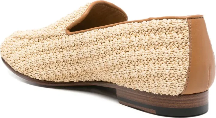 Woven Raffia Leather Loafers - Image 3