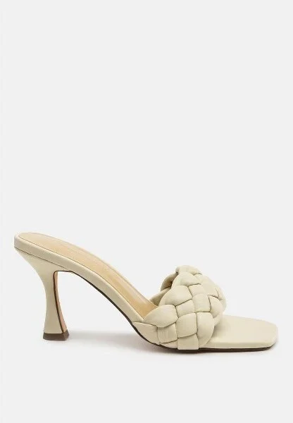 Woven Strap Spool Heel Sandals Women - Image 3
