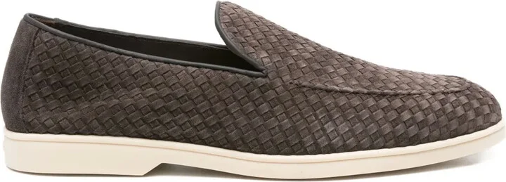Woven Suede Loafers